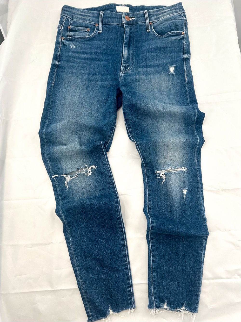 Mother High Waisted Looker Ankle Fray Get Your Groove Back Premium Denim 29